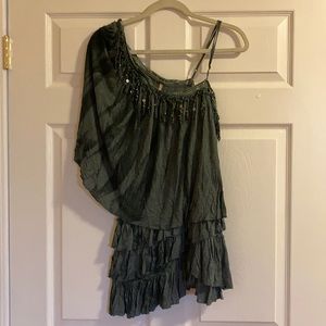Free People One Shoulder Fringe Blouse